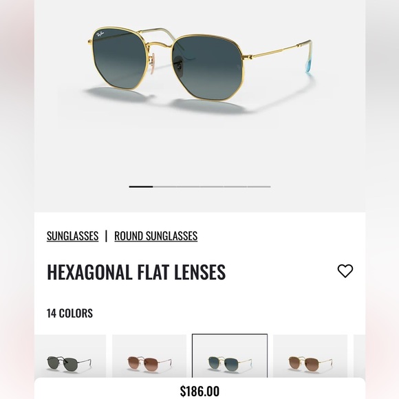 Rayban hexagonal gold frame, gradient blue lenses - Picture 2 of 4